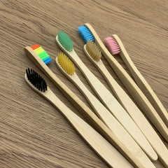 10pc Colorful Bamboo Toothbrush Set Charcoal Teeth Whitening Soft Bristle