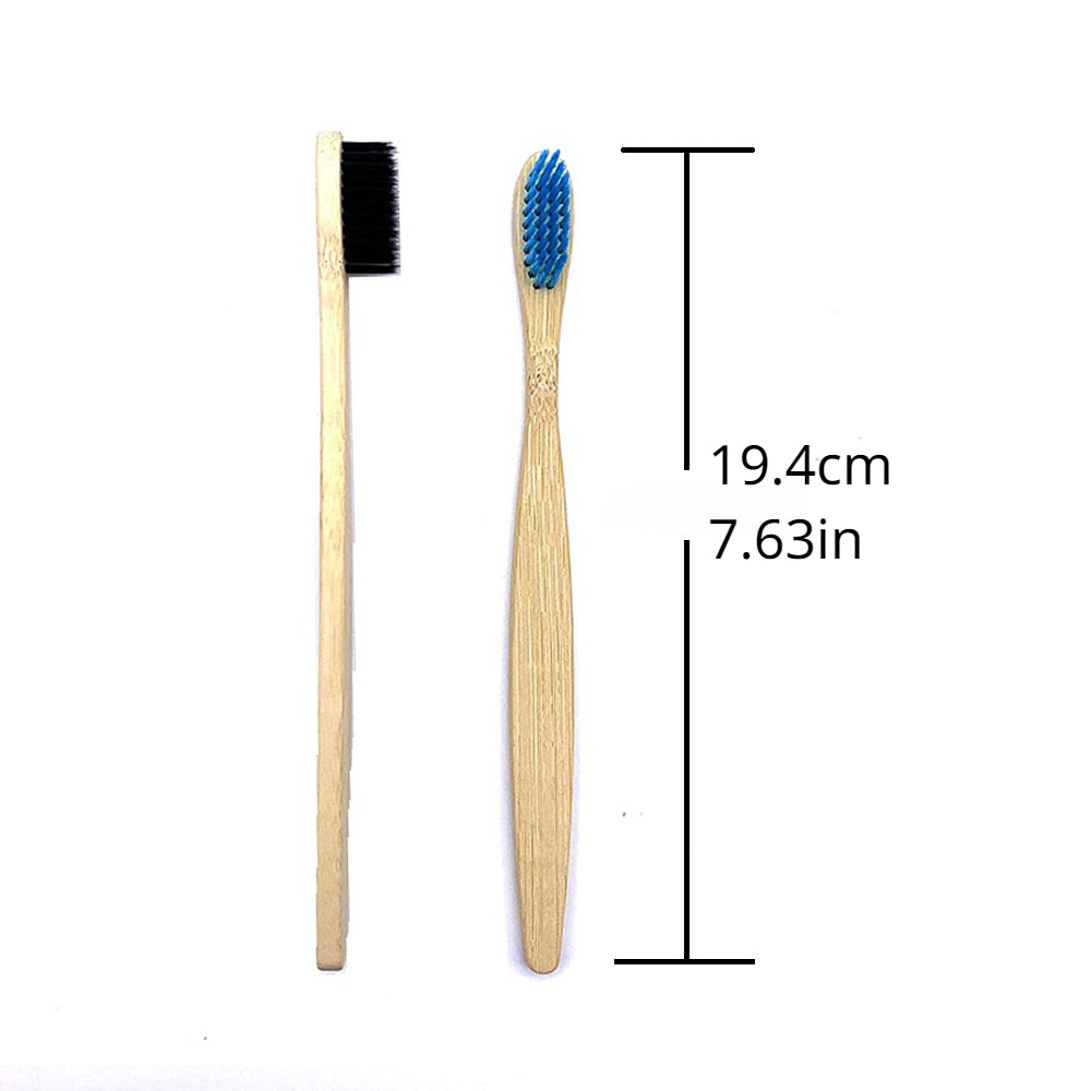 10pc Colorful Bamboo Toothbrush Set Charcoal Teeth Whitening Soft Bristle