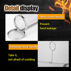 Stainless Steel BBQ Rolling Grill Basket with Hooks