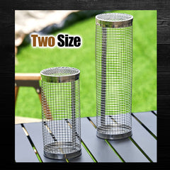 Stainless Steel BBQ Rolling Grill Basket with Hooks