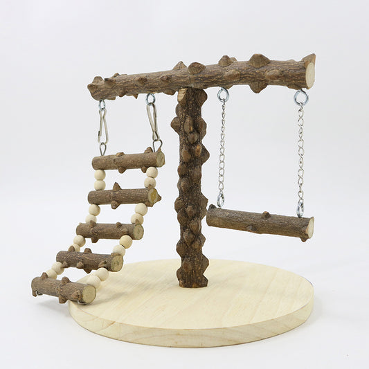 Small Wooden Bird Perch Stand For Cockatiel Playground