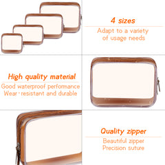 4Pcs Travel Makeup Bag PVC Transparent Cosmetic Cases Waterproof Storage