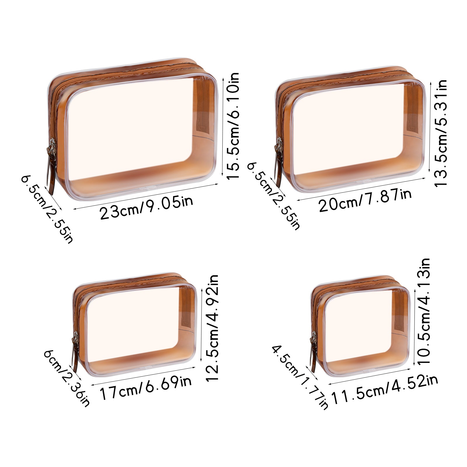 4Pcs Travel Makeup Bag PVC Transparent Cosmetic Cases Waterproof Storage