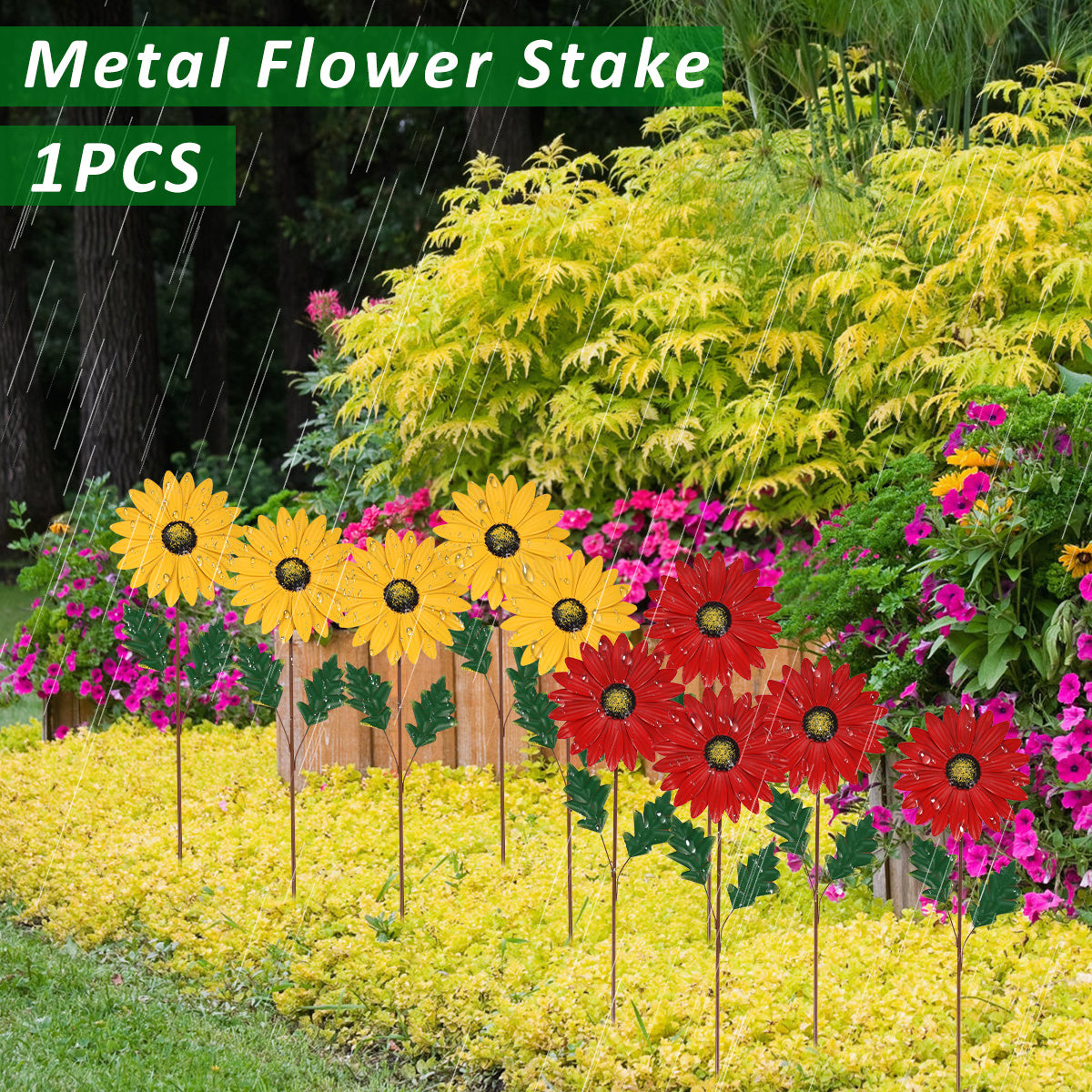 Metal Sunflower Stake Garden Decoration