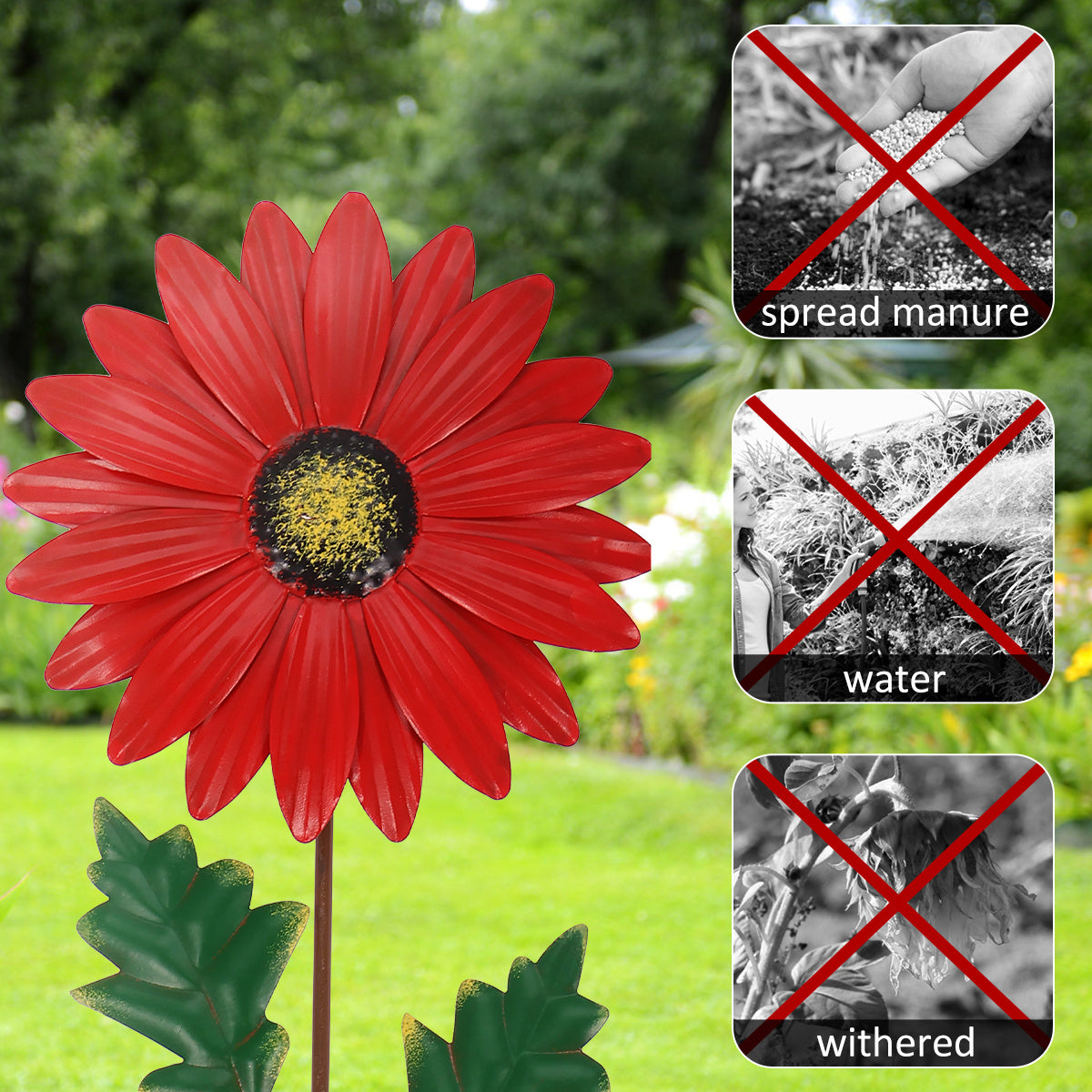 Metal Sunflower Stake Garden Decoration