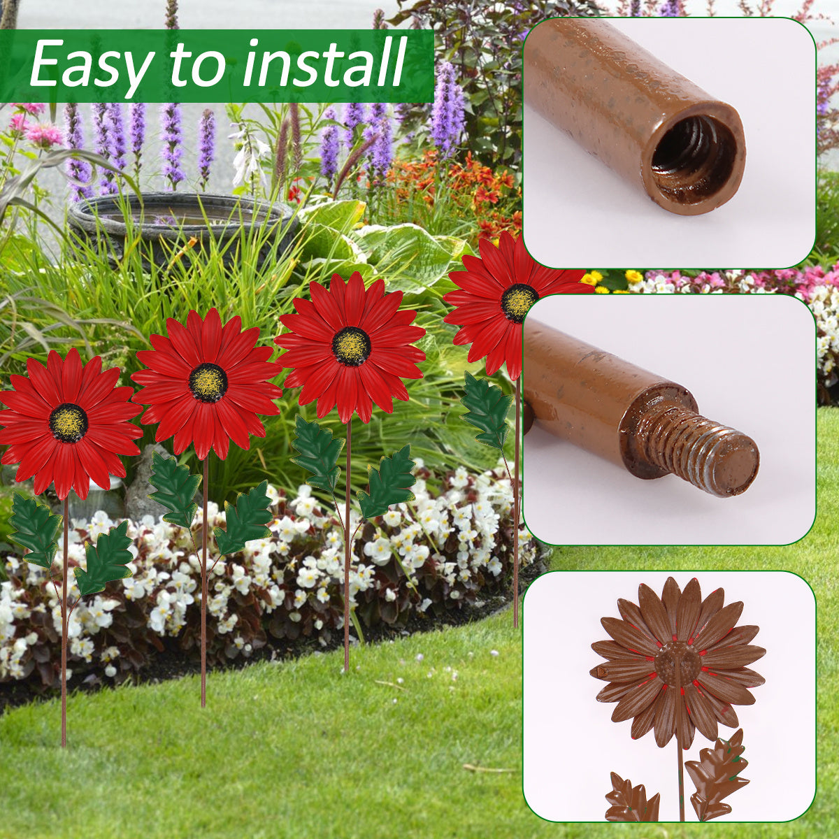 Metal Sunflower Stake Garden Decoration