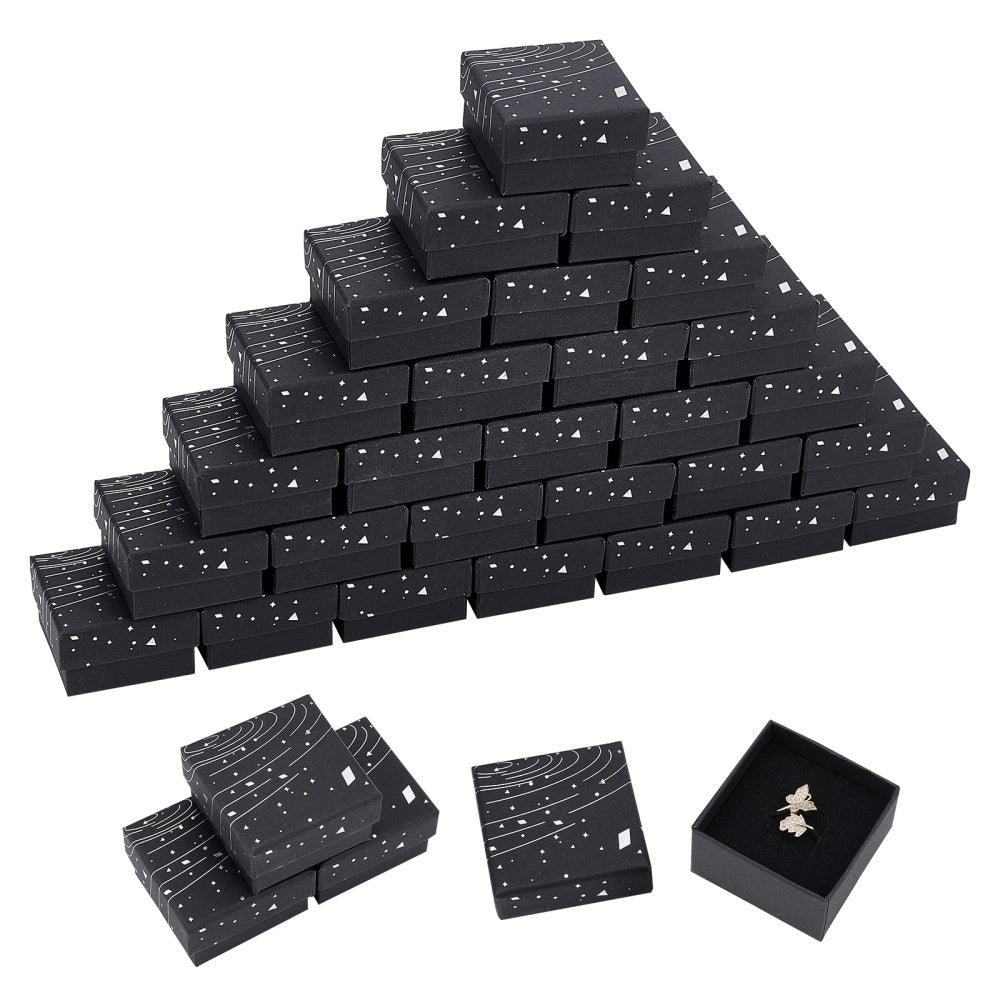 30pcs Galaxy Pattern Jewelry Gift Square Boxes 5.3x5.3x3 with Sponge