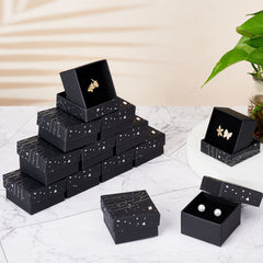 30pcs Galaxy Pattern Jewelry Gift Square Boxes 5.3x5.3x3 with Sponge