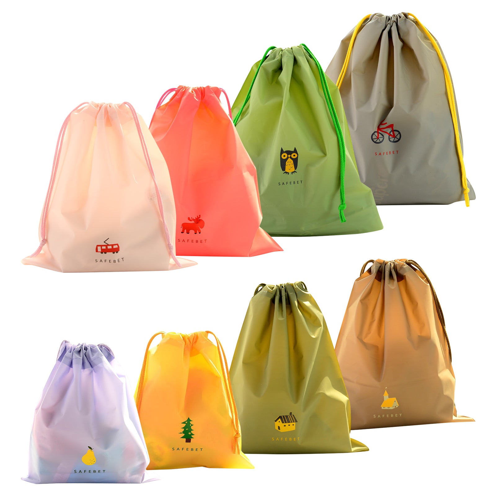 8pcs Printing Drawstring Bag Travel Storage Waterproof Packing Bags