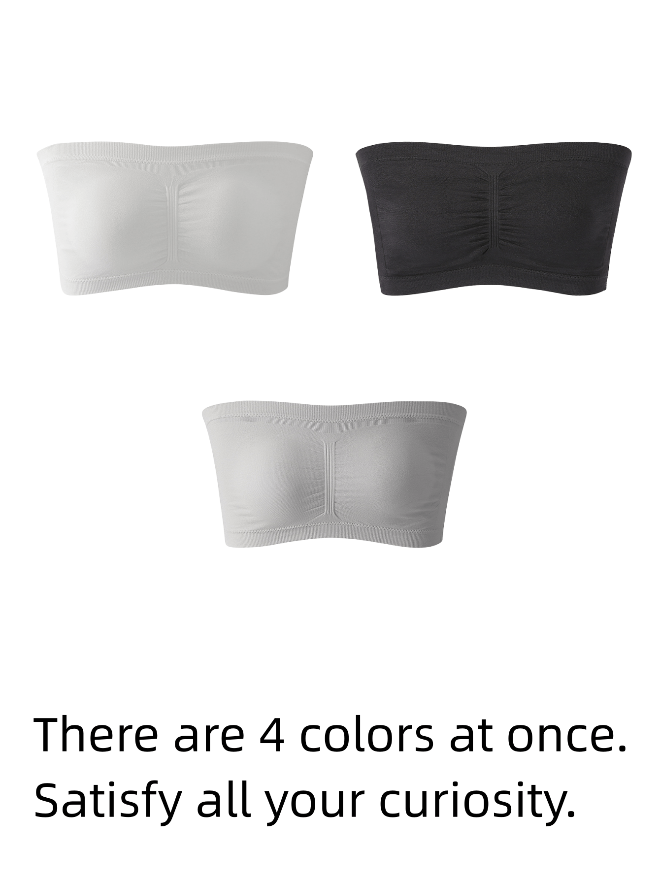3pcs Strapless Bandeau Bras Soft & Stretch Everyday Bra Women's Lingerie