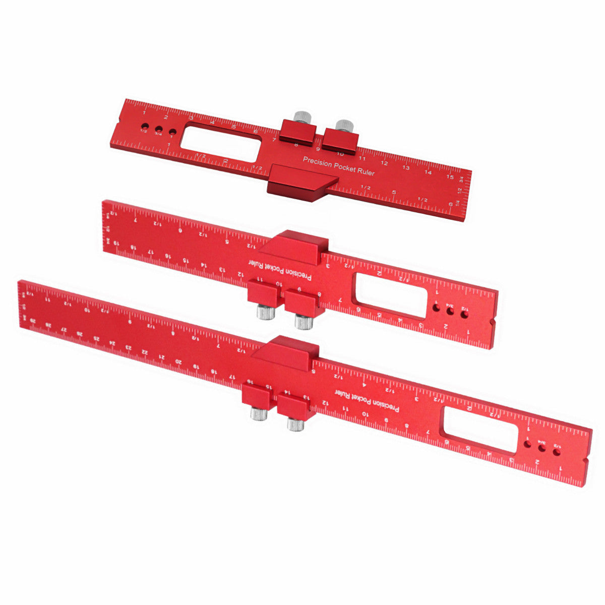 3pcs Pocket Rules Woodworking Ruler Slide Stops T Ruler 45 90 Degree Angle
