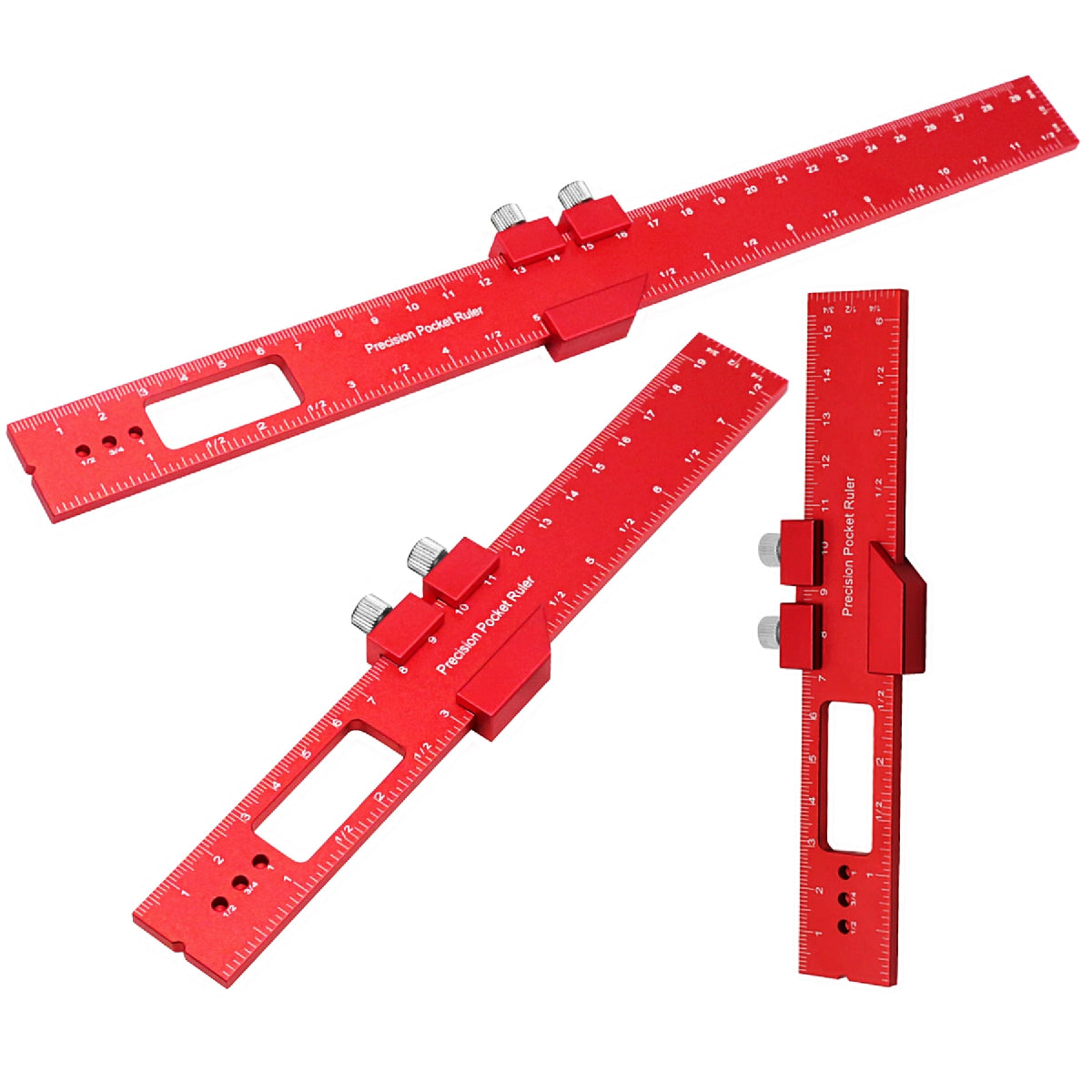 3pcs Pocket Rules Woodworking Ruler Slide Stops T Ruler 45 90 Degree Angle