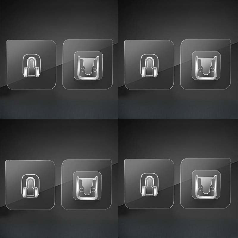 24 pcs Double Sided Buckle Punch Plug Row Hook Socket Holder Wall Adhesive