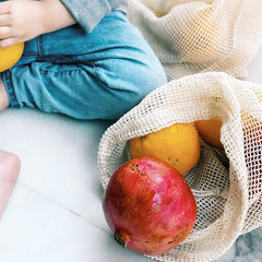 3pcs Organic Cotton Storage Bag, Reusable Mesh Bag for Fruits, Veggies, Snacks