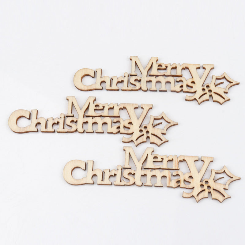 10pcs Christmas Pattern Wood Craft Accessories 21x92mm