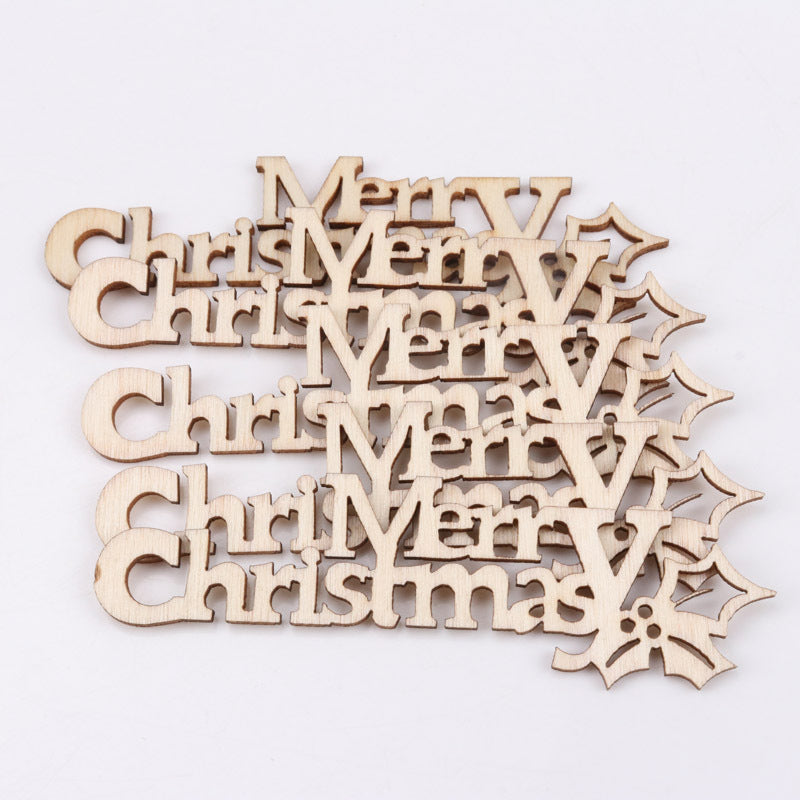 10pcs Christmas Pattern Wood Craft Accessories 21x92mm