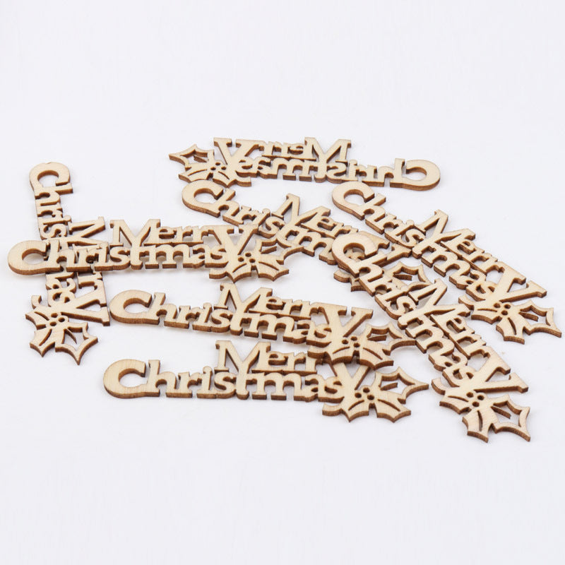 10pcs Christmas Pattern Wood Craft Accessories 21x92mm