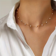 Sweet Faux Pearl Collarbone Chain Necklace Choker For Women Girls