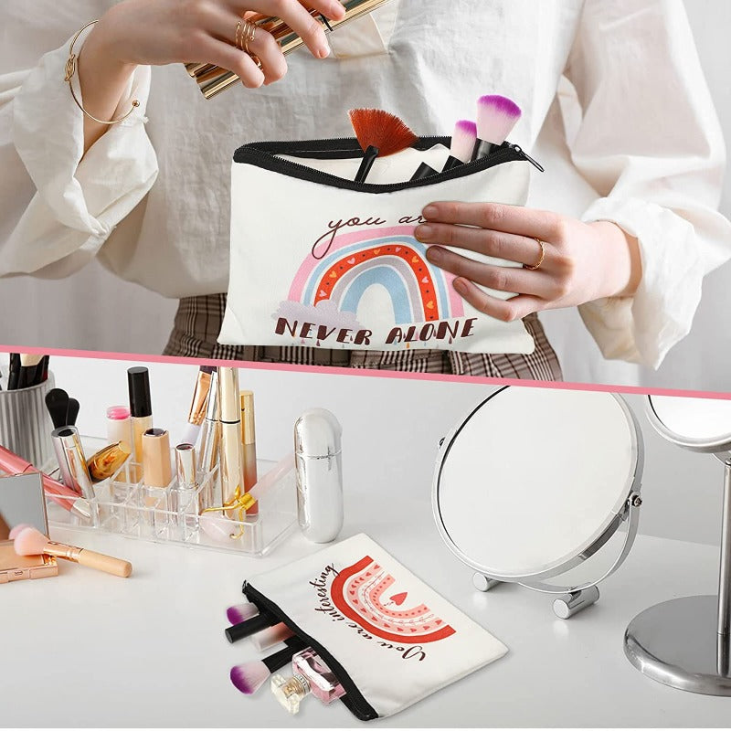 Small Canvas Cosmetic Bag Zipper Toiletry Storage