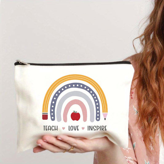 Small Canvas Cosmetic Bag Zipper Toiletry Storage