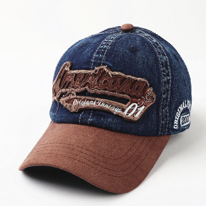 American Retro Men's Distressed Letter Cap Patched Baseball Cap