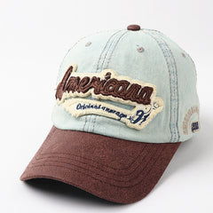 American Retro Men's Distressed Letter Cap Patched Baseball Cap