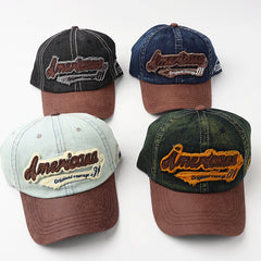 American Retro Men's Distressed Letter Cap Patched Baseball Cap