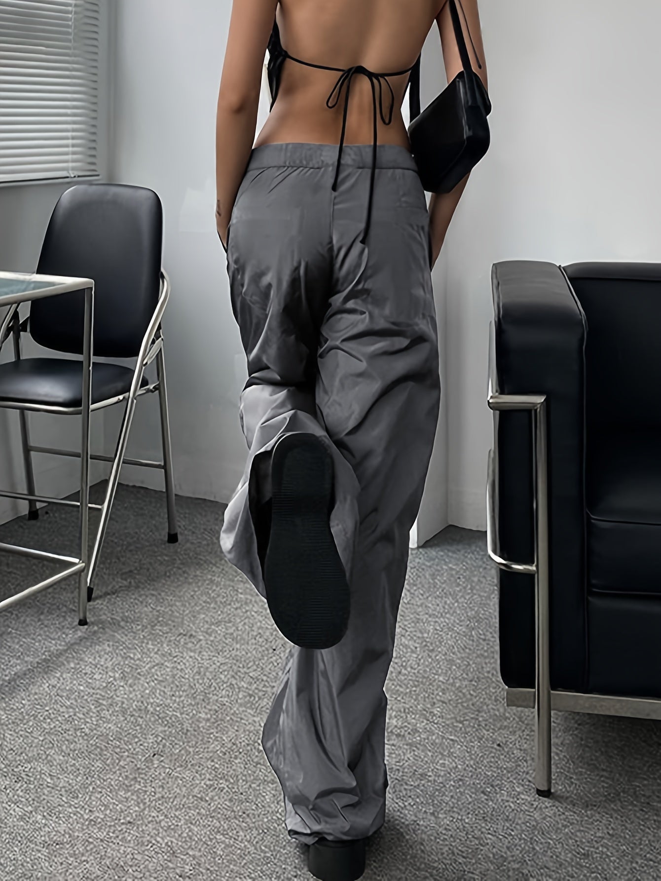 Y2K Style Sports Pants Low Waist Lace Up Casual Trousers