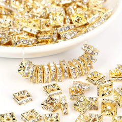50pcs Mixed Square Rhinestone Crystal Beads for DIY Jewelry Making