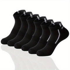 6 Pairs Men's Cotton Ankle Socks Embroidered Sweat Absorbing