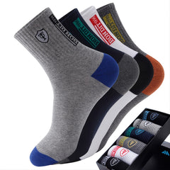 6 Pairs Men's Cotton Ankle Socks Embroidered Sweat Absorbing