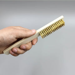 Wooden Handle Copper & Stainless Steel Wire Brush