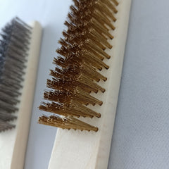 Wooden Handle Copper & Stainless Steel Wire Brush