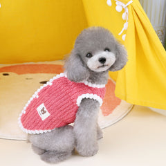Pet Plush Vest Winter Warm Dog Coat with Bear Pattern Small Dog Soft Clothes