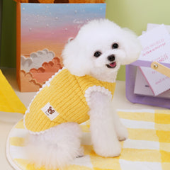 Pet Plush Vest Winter Warm Dog Coat with Bear Pattern Small Dog Soft Clothes