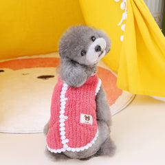 Pet Plush Vest Winter Warm Dog Coat with Bear Pattern Small Dog Soft Clothes