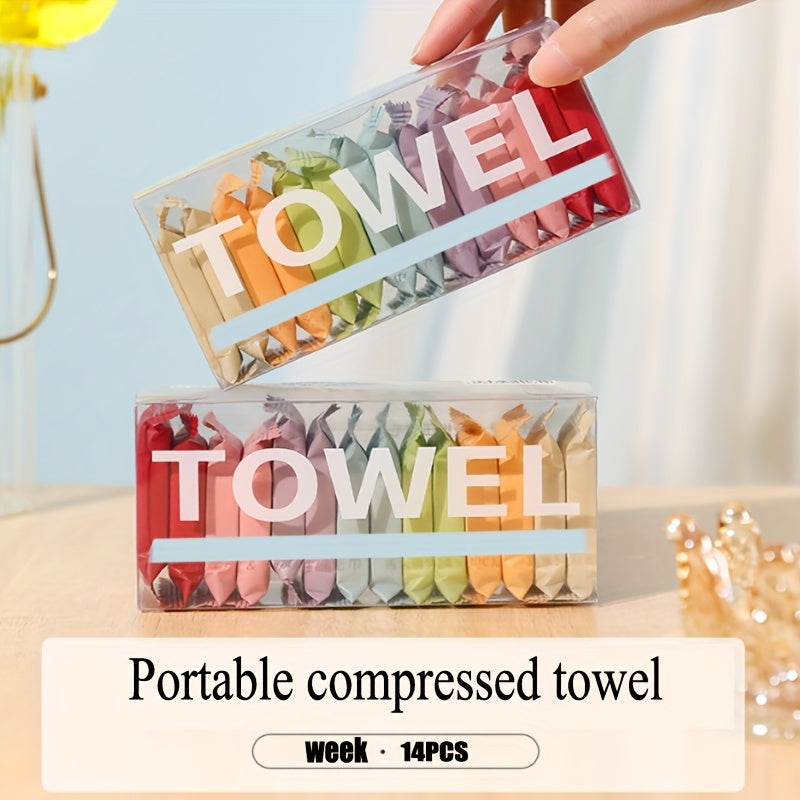 14pcs Portable Cotton Towels Soft Water Absorbent Compressed Towel for Camping
