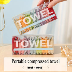 14pcs Portable Cotton Towels Soft Water Absorbent Compressed Towel for Camping