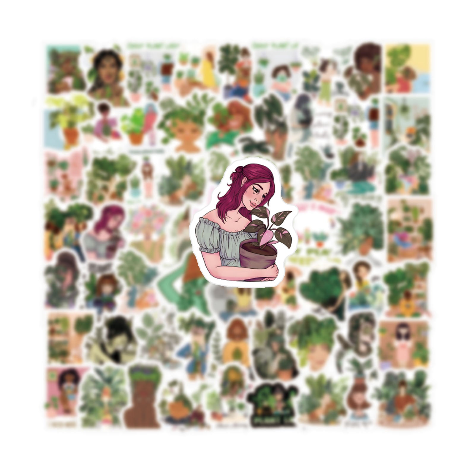 70 Plant Potted Girl Love Aesthetics Stickers Pack
