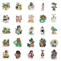 70 Plant Potted Girl Love Aesthetics Stickers Pack