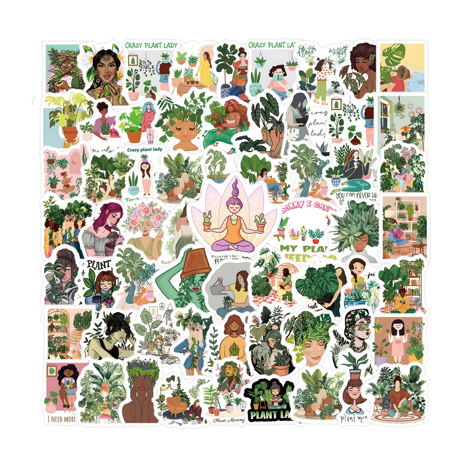 70 Plant Potted Girl Love Aesthetics Stickers Pack