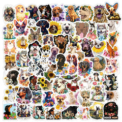 70pcs Dog Flower Animals Doodle Waterproof Stickers Pack