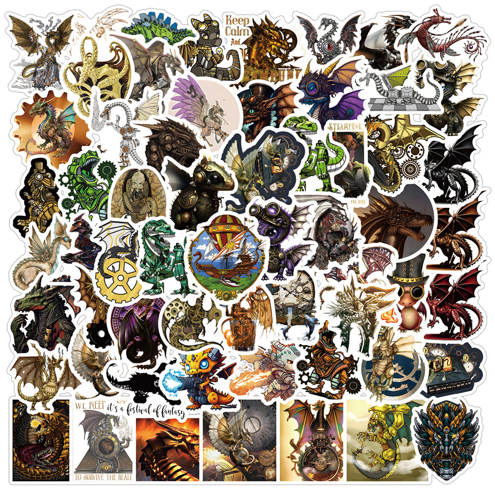 59pcs Dragon Machine Punk Love Doodle Aesthetics Funny Cartoon Stickers Pack