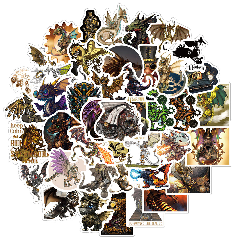 59pcs Dragon Machine Punk Love Doodle Aesthetics Funny Cartoon Stickers Pack