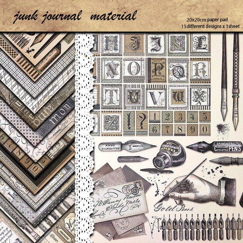 15pcs Large Size Retro Paper Pen Writing Journal Background DIY Gift