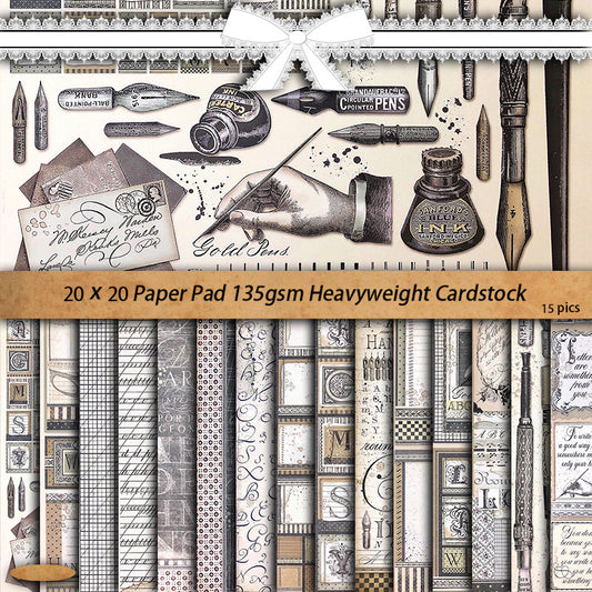 15pcs Large Size Retro Paper Pen Writing Journal Background DIY Gift