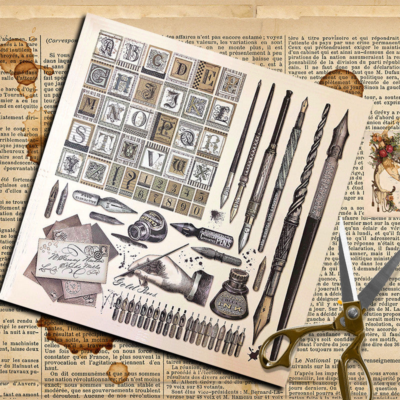 15pcs Large Size Retro Paper Pen Writing Journal Background DIY Gift