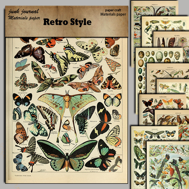 10pcs Large Size Retro Insect Journal Paper for DIY Gift