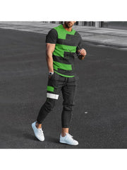 Men's Printed T-Shirt Joggers Set For Fitness