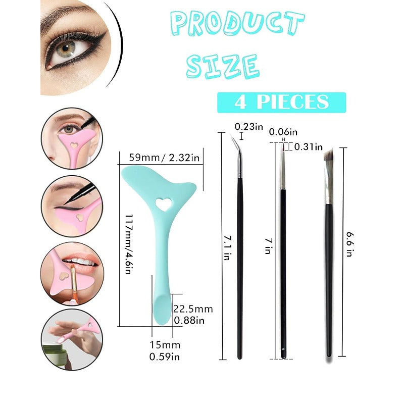 Slanted Thin Winged Eyeliner Brush Silicone Stencils Makeup Aid